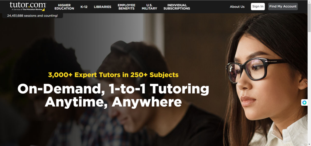 tutor.com website homepage
