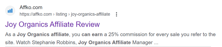 Joy organics affiliate program commission rate