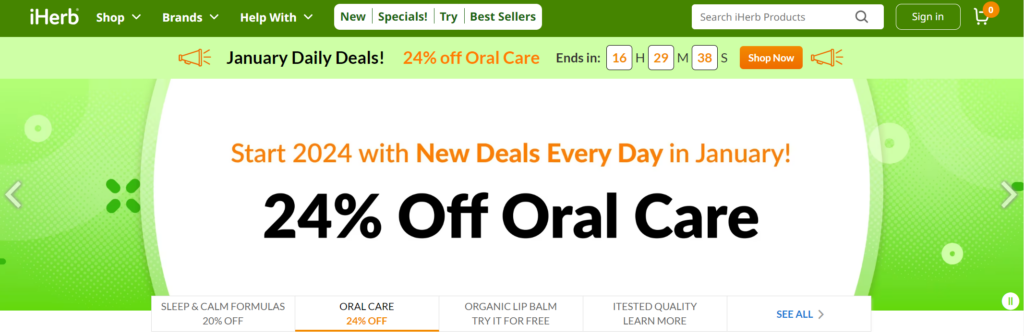Iherb website home page